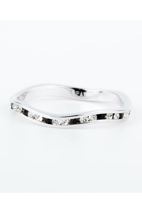 Black/Clear Swarovski Crystal Stackable ring in Sterling Silver