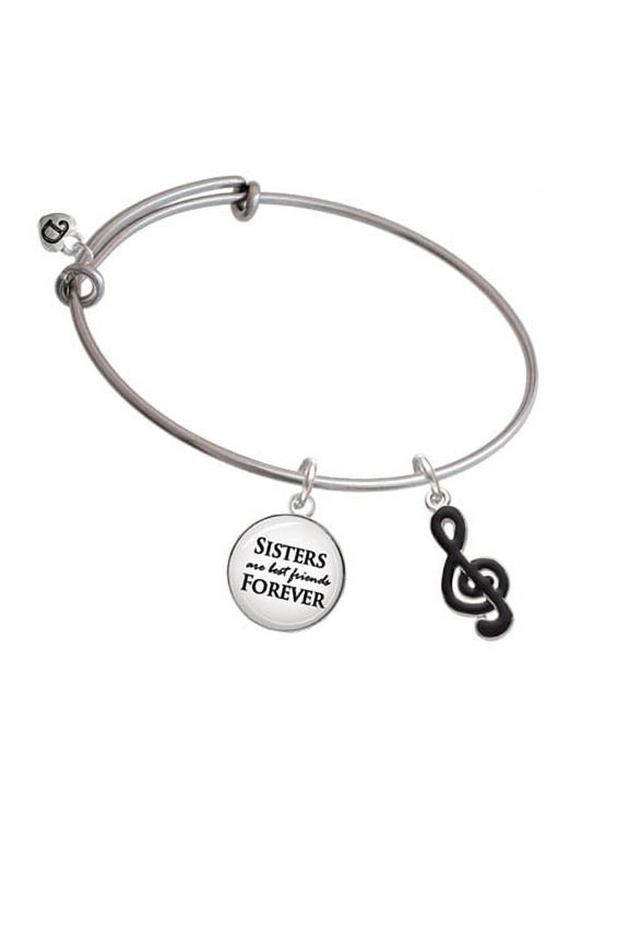 Black Clef Sisters are Best Friends Bangle Bracelet