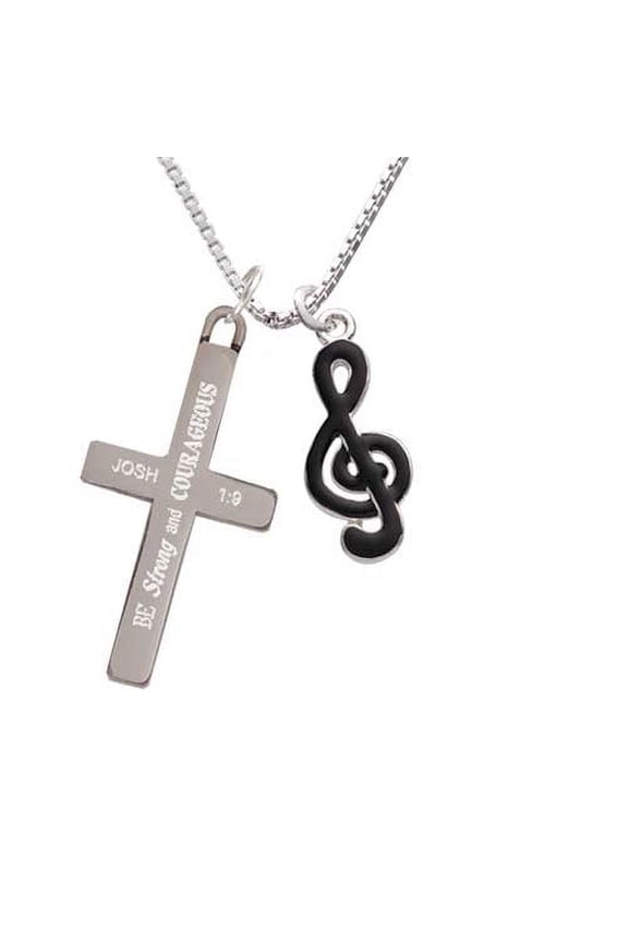 Black Clef - Strong and Courageous - Cross Necklace