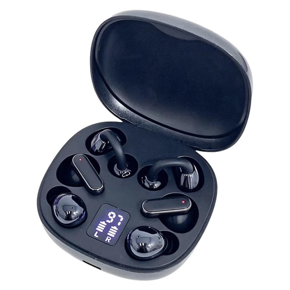 Mini Smart Black Clip-On In-Ear and Mini Sleep Headphones with Charging Case,3-in ...