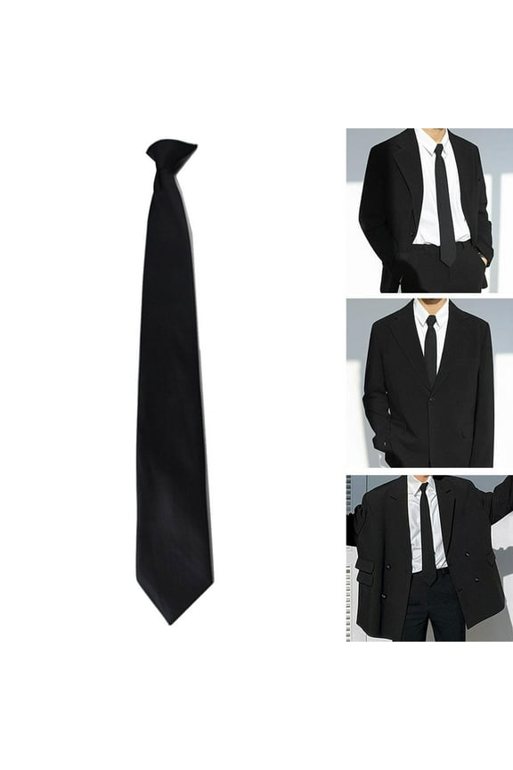 Black Clip On Tie Security Tie Doorman Steward Matte Tie Funeral Black