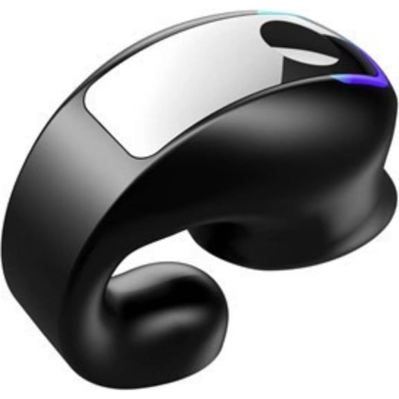 Black Clip-On Wireless Bluetooth Earbud, Open Ear Single Ear Hanging Headset, Business and Sports Headphone with Mic, Comfortable Long Wear