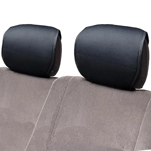Black Cloth Car Headrest Covers Sideless Set Of 2 For Jeep
