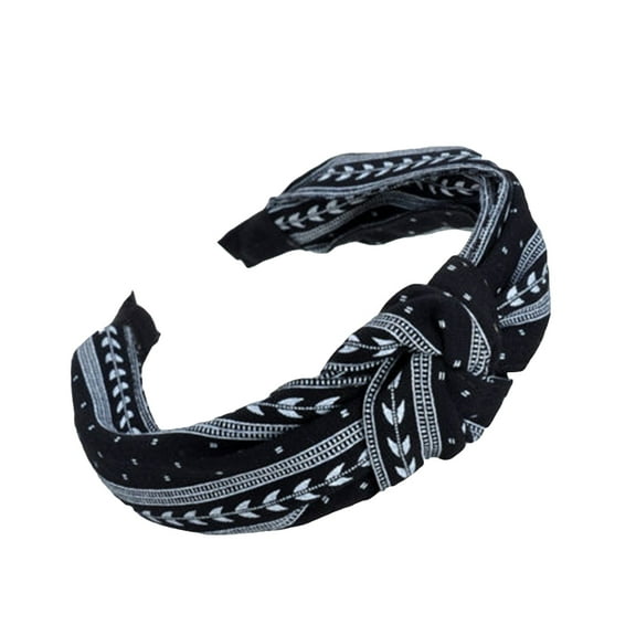 Black Cloth Knotting Leaves Wide Hairband - Stylish Hair Accessories for Women