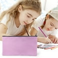 thumbnail image 1 of Purple Cloth Pencil Pouch Zipper Bag - Large Capacity Pen Case for Pens Markers Makeup, Portable Utility Organizer for Travel Office, 1 of 6