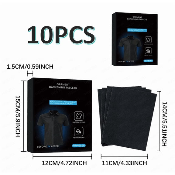 Black Clothes Dye for Washing Machine, 10 Pcs Black Fabric Dyes, 2-in-1 Fabric Colour Booster for Cotton Linen, Silk