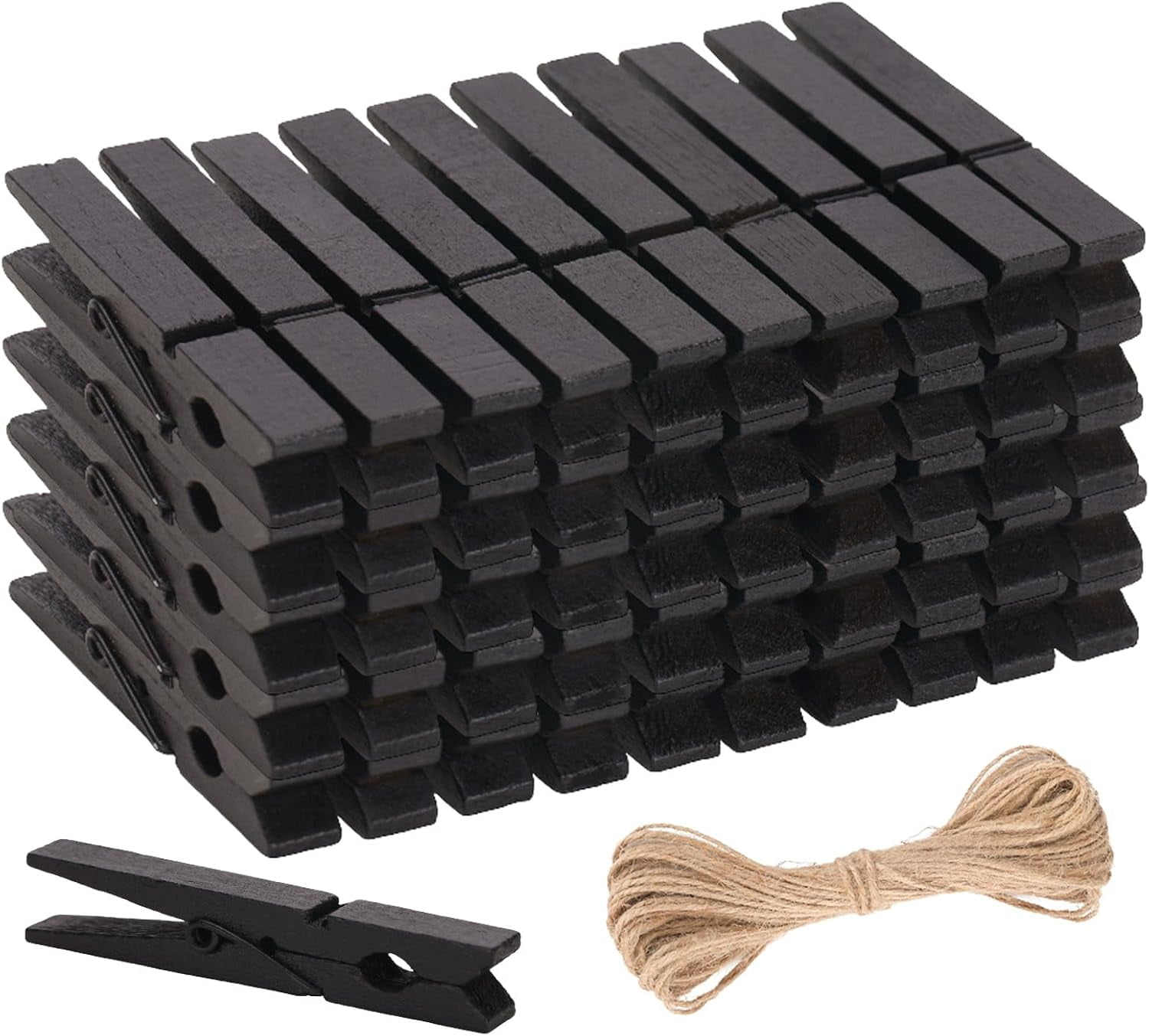 Black Clothes Pins Wooden - Clothes Pins for Crafts 2.9 Inch, 50 Pcs ...