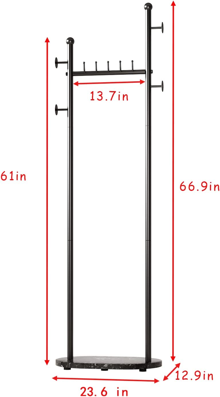 Black Clothing Rack With Shelves, Modern Coat Rack Freestanding with