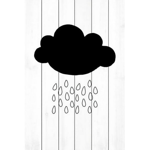 "Black Cloud" Painting Print on White Wood