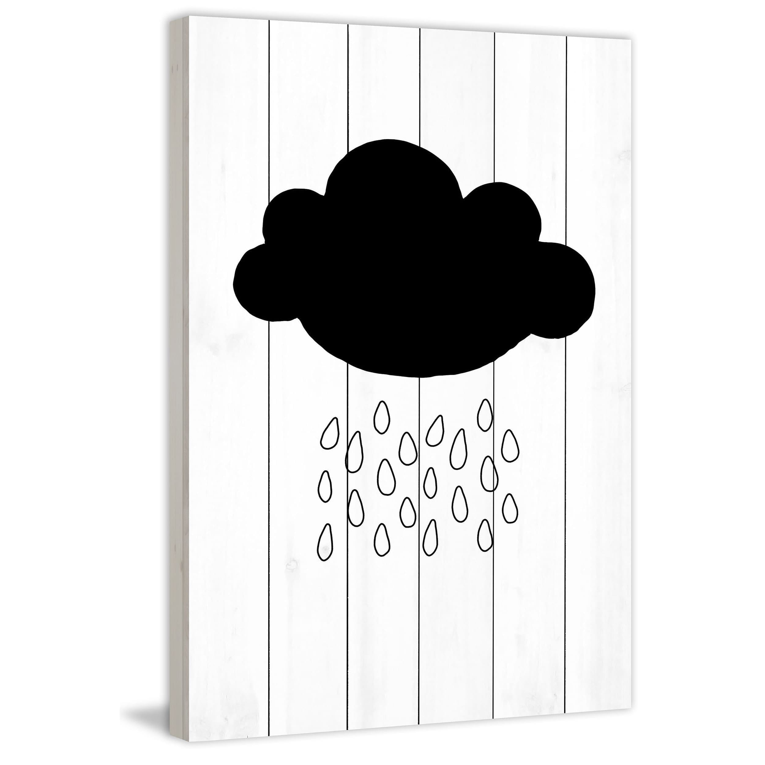 "Black Cloud" Painting Print on White Wood