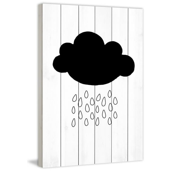 "Black Cloud" Painting Print on White Wood