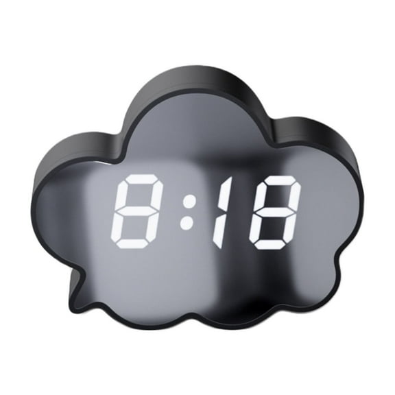 Black Clouds Shape LED Digital Alarm Clock with Large Screen, Voice-Activated Mode, Power Saving Mode, Backlight Display, Date Temperature Function