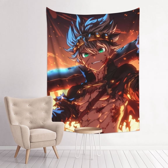 Black Clover Asta Anime Tapestry Indian Wall Hanging Tapestries Room Decor For Bedroom Living Room Dorm