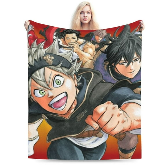 Black Clover Blanket, Super Soft Throw Blanket For Bed Sofa Couch, Cozy Flannel Blanket For Bedroom Livingroom, 50"X40"