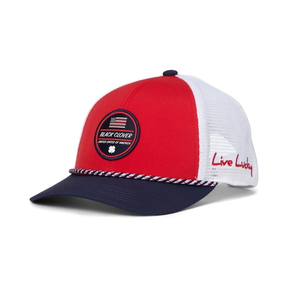 Black Clover Golf Old Glory Snapback Hat Red