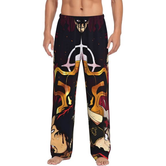 Black Clover Men's Pajama Pant Soft Comfy Lounge Pj Bottoms Loose Elastic Waistband Adult Sleep Pants with Pockets Drawstring