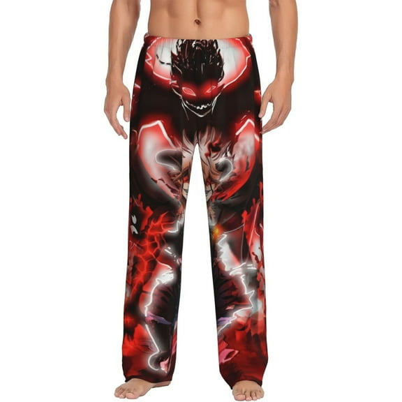 Black Clover Men's Pajama Pant Soft Comfy Lounge Pj Bottoms Loose Elastic Waistband Adult Sleep Pants with Pockets Drawstring