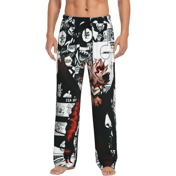 Black Clover Men's Pajama Pant Soft Comfy Lounge Pj Bottoms Loose Elastic Waistband Adult Sleep Pants with Pockets Drawstring
