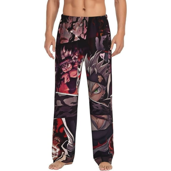 Black Clover Men's Pajama Pant Soft Comfy Lounge Pj Bottoms Loose Elastic Waistband Adult Sleep Pants with Pockets Drawstring