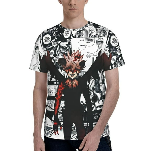Black Clover Men's T Shirts Cartoon Graphic Short Sleeve Tees Novelty Casual Unisex Adults Tee Shirt Tops