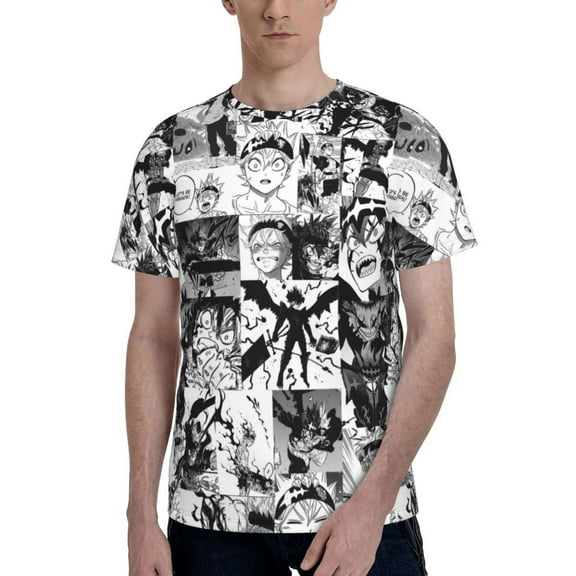 Black Clover Men's T Shirts Cartoon Graphic Short Sleeve Tees Novelty Casual Unisex Adults Tee Shirt Tops