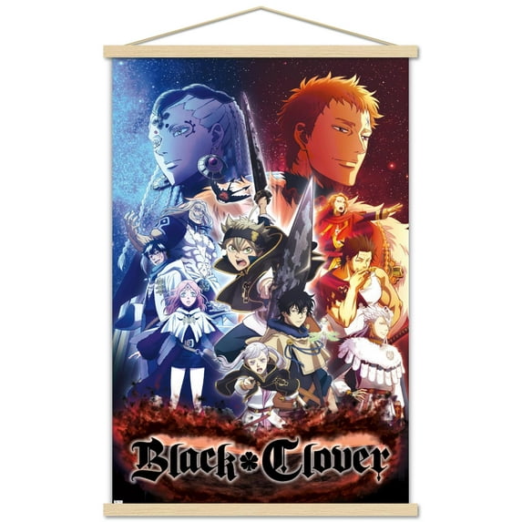 Black Clover - One Sheet Wall Poster with Wooden Magnetic Frame, 22.375" x 34"