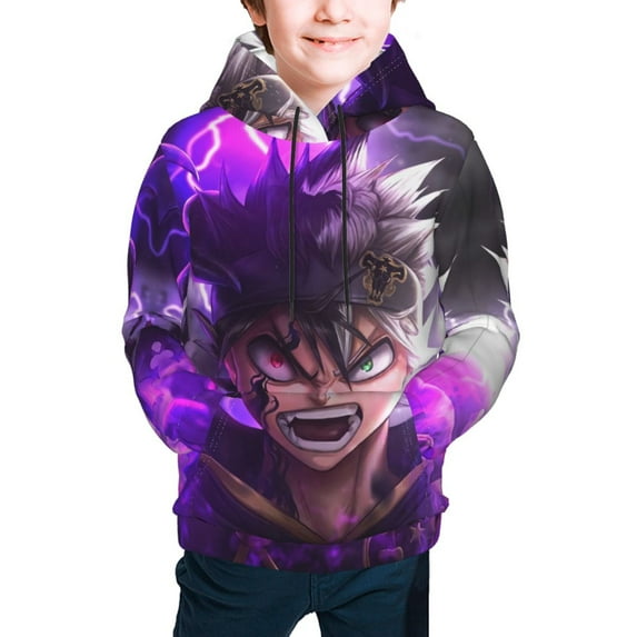 Black Clover Teen Boys Girls Hoodies Cartoon Graphic Hooded Sweatshirts Casual Pocket Pullover Coat for Kids