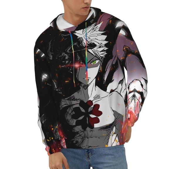 Black Clover Unisex Hoodies 3D Print Hooded Sweatshirt for Men Women, Long Sleeve Fall Pullover Top with Pockets