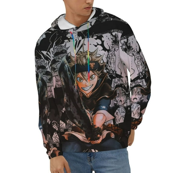 Black Clover Unisex Hoodies 3D Print Hooded Sweatshirt for Men Women, Long Sleeve Fall Pullover Top with Pockets