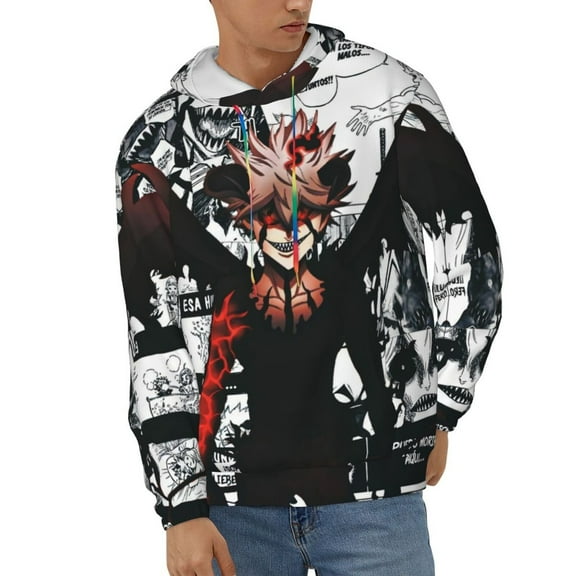 Black Clover Unisex Hoodies 3D Print Hooded Sweatshirt for Men Women, Long Sleeve Fall Pullover Top with Pockets