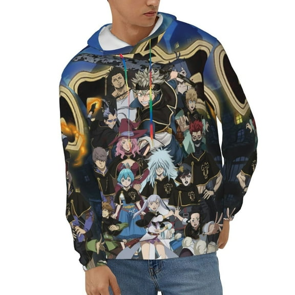 Black Clover Unisex Hoodies 3D Print Hooded Sweatshirt for Men Women, Long Sleeve Fall Pullover Top with Pockets