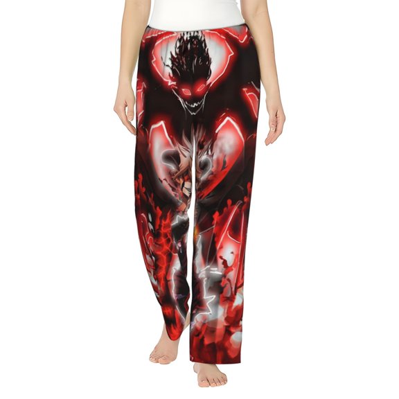 Black Clover Women's Pajama Pants Comfy Casual Loose Sleep Bottoms Pants Drawstring Wide Leg Long Lounge Pants