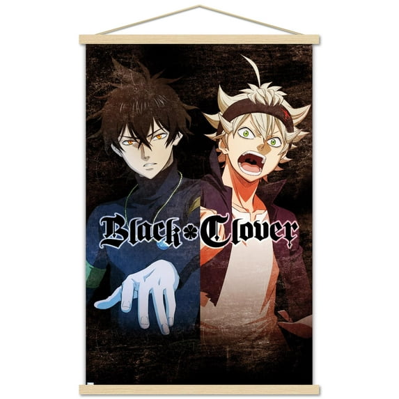 Black Clover - Yuno & Asta Wall Poster with Wooden Magnetic Frame, 22.375" x 34"