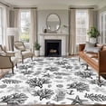 thumbnail image 1 of Black Coastal Area Rugs 8'x10', Washable Small Throw Rugs for Living Room Patio, Coral Starfish Seaside Summer Beach Indoor Outdoor Rug Non-Slip Low Pile Carpet Runner Reversible Floor Mats, 1 of 8