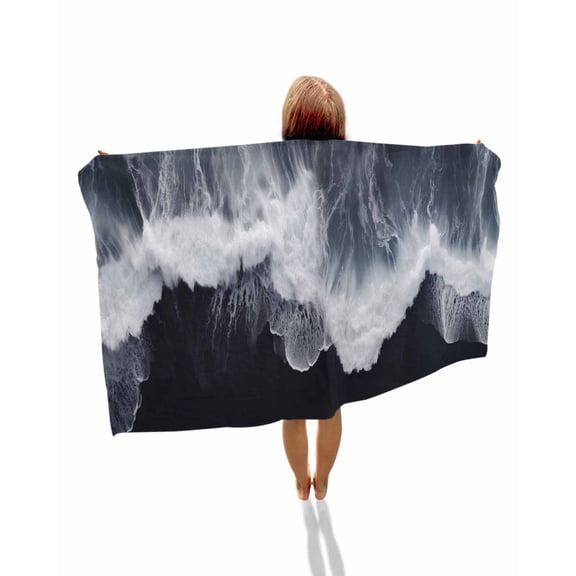 Black Coastal Beach Towels Oversized Super Absorbent, Nautical Summer Beach Seaside Ocean Lightweight Bath Towel Quick Dry Sets For Bathroom/Pool/Rv Camping/Beach Play/Gym Room/Picnic 23"x47"