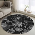 thumbnail image 1 of Black Coastal Round Living Room Rugs 4 ft, Starfish Shell Coral Seahorse Washable Area Rug with Non-Slip Sturdy Edge Binding Round Carpet for Entryway Kitchen Bedroom Bathroom, 1 of 9