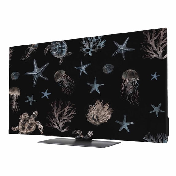 32 Inch Computer Cover Black Coastal TV Cover for 32 Inch Screen,Stretch Fabric Dustproof TV ...