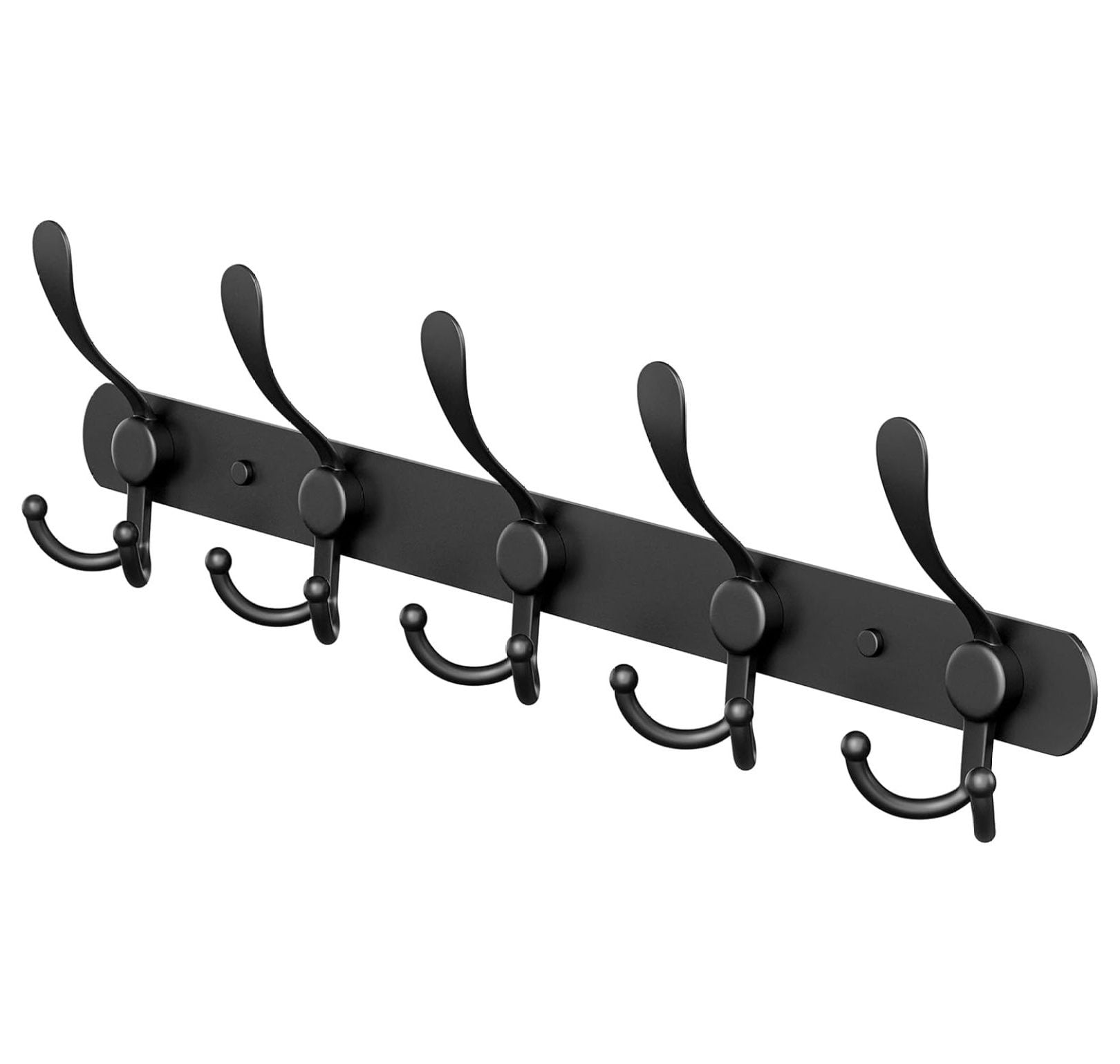 KitchLife Over-the-Door Hook Rack – 15 Hooks Total, Fits 1.75" Doors, Heavy Duty Matte Black Aluminum, Holds 60 Lbs (5 Triple Hooks, 7" Arms)