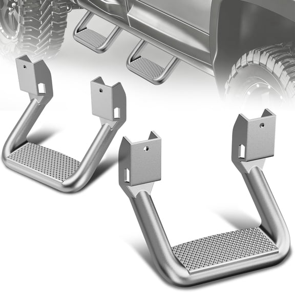 Black Coated Aluminum Universal Truck Side Steps (2-Piece Set)