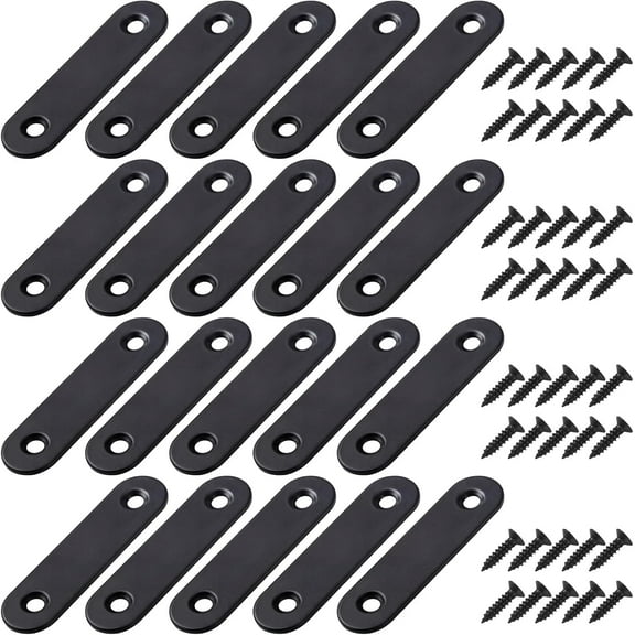 Black Coated Stainless Steel Straight Braces, High Quality Repair And Reinforce Furniture Supports For Easy Installation, Wide Applications With Mounting Screw Included For Your