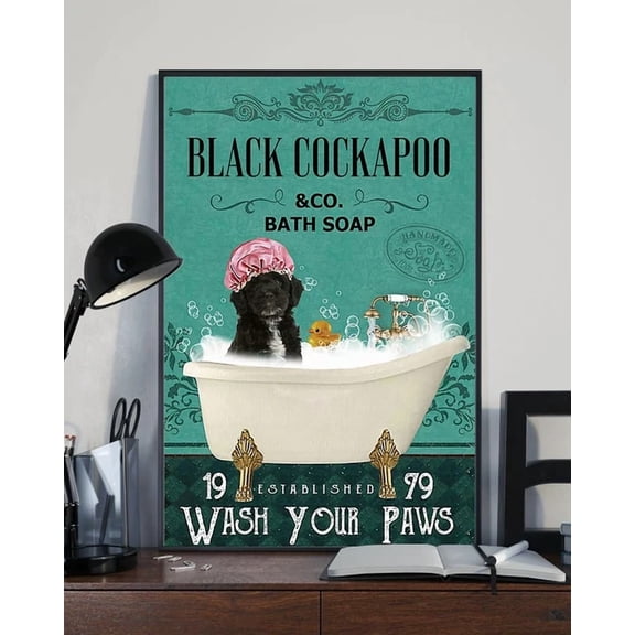 Black Cockapoo And Co Bath Soap Wash Your Paws Poster Wall Art