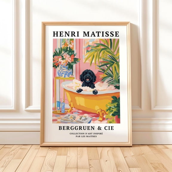 Black Cockapoo Bath Dog Wall Art Home Decor