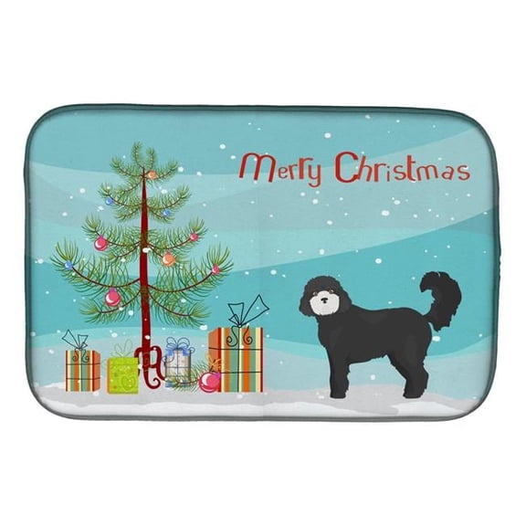 Black Cockapoo Christmas Tree Dish Drying Mat