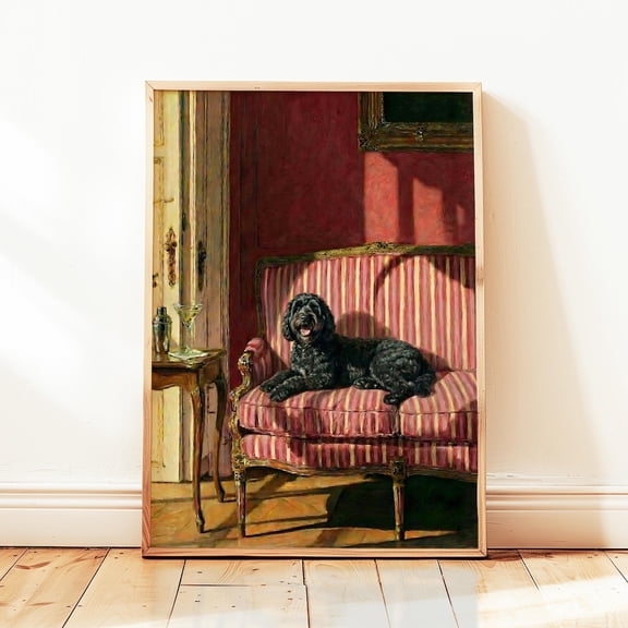 Black Cockapoo Martini Bar Cart Wall Art Home Decor