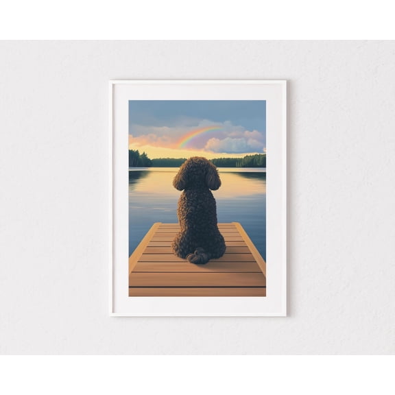 Black Cockapoo Rainbow Bridge Wall Art Print