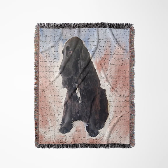 Black Cocker Spaniel, Woven Blanket