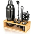 thumbnail image 1 of Black Cocktail Shaker Set, Premium 18/8 Stainless Steel Mixology Bartender Kit with Stylish Bamboo Stand 10-Piece Bar Tools & Accessories for Home Bar for Men, Dad, Husband, 1 of 6