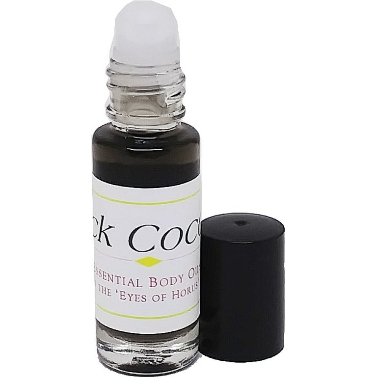 Black Coconut Scented Body Oil Fragrance [Roll-On - Clear Glass - Dark Grey  - 1/8 oz.]
