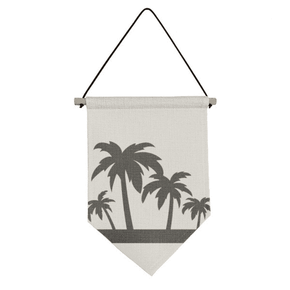 Black Coconut Tree Outline Canvas Flag Hanging Wall Art Decor Banner