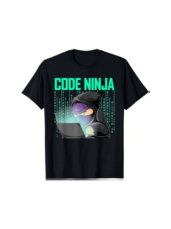 Black Code Ninja Graphic T-Shirt For Programming Enthusiasts And Tech Lovers